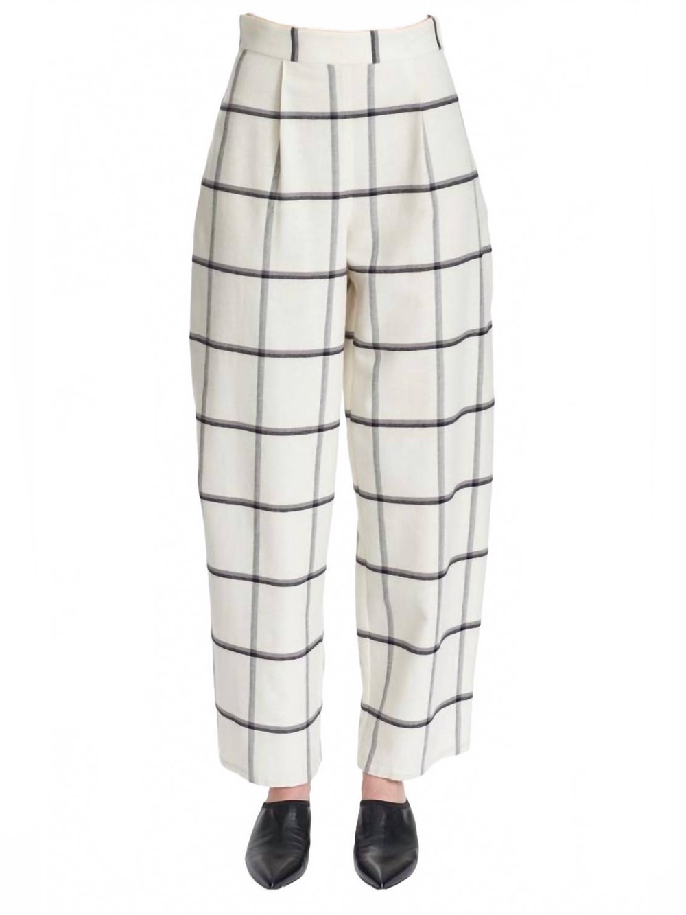 Corey Lynn Calter Cream Windowpane Plaid Chinos